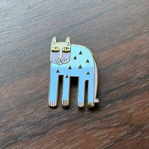 Laurel Burch Enamel Cat Brooch Pin "Alexander's Animal" Gold Tone Vintage NWOT